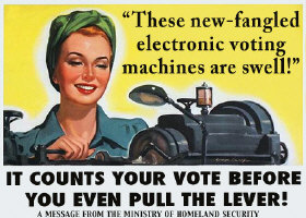 Elektroninis balsavimas - tai toks, kur kompiuteris balsuoja už tave