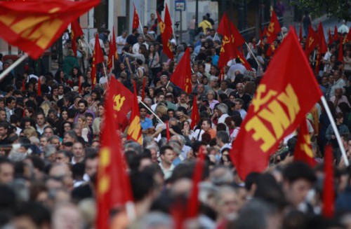 Graikija, komunistų protestai demonstracijoje