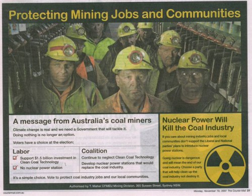 Australijos angliakasiai - prieš atominę energetiką
