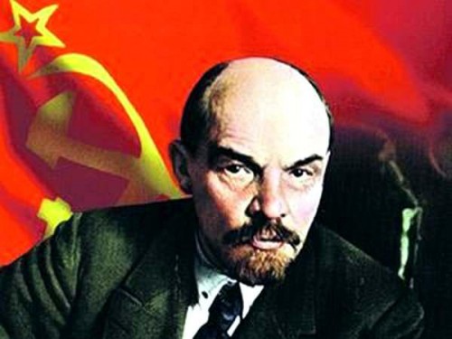 Leninas su raudona vėliava